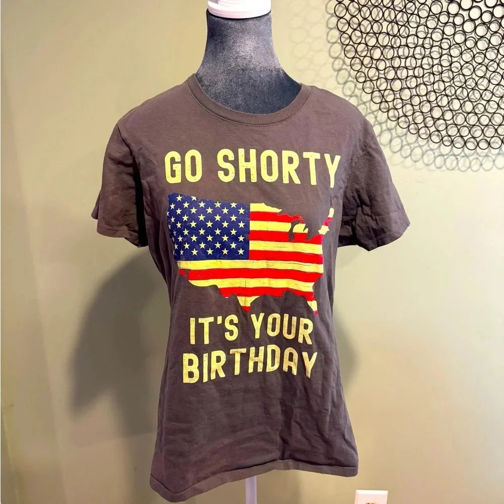 “Go Shorty It’s Your Birthday” USA Flag Graphic Tee | XL | July 4th